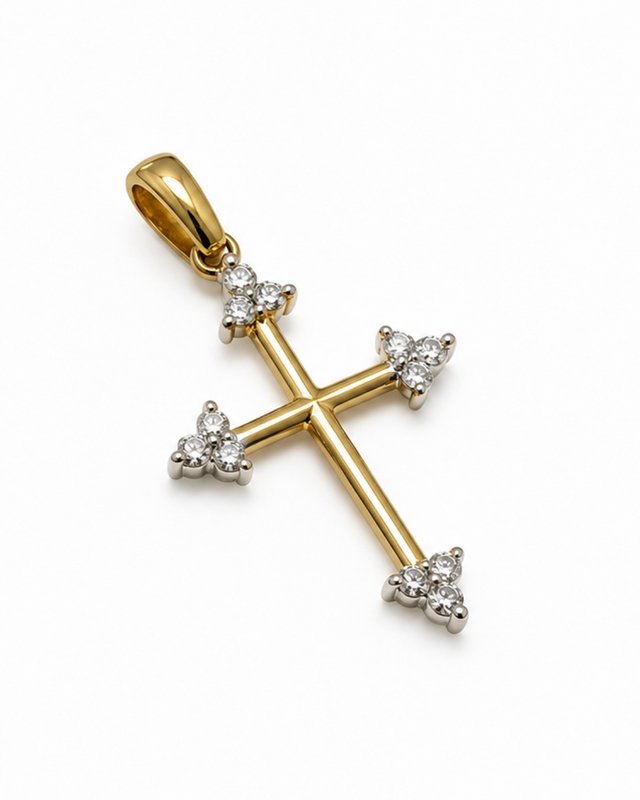 Cruz 14K Oro con Circonitas