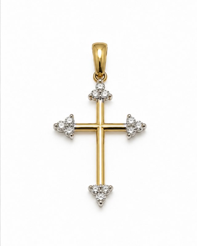 Cruz 14K Oro con Circonitas