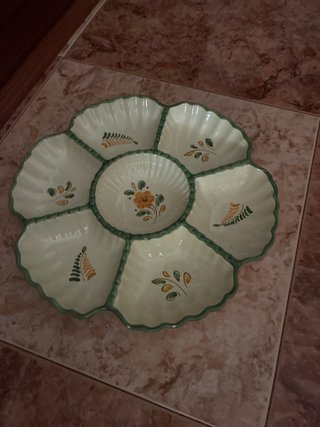 Plato cerámica aperitivos flor