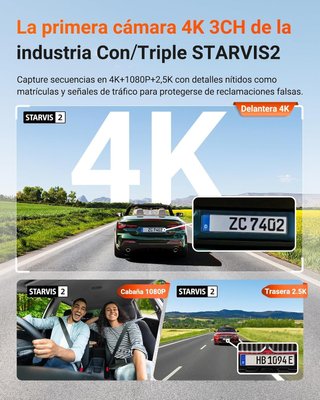 VANTRUE N4 Pro S Dashcam 3 Canales 4K  HDR WIFI