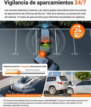 VANTRUE N4 Pro S Dashcam 3 Canales 4K  HDR WIFI