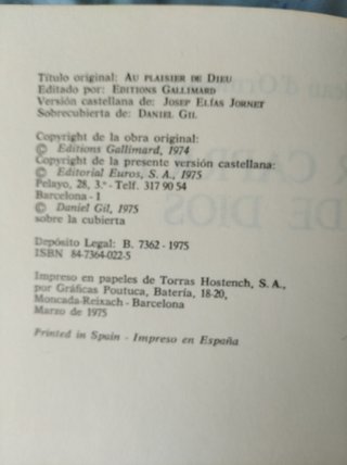 Por capricho de Dios. Jean d Ormesson.
