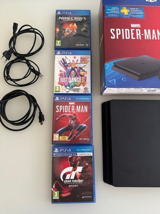 PS4 Slim Version Spiderman con 2 Mandos y Juegos
