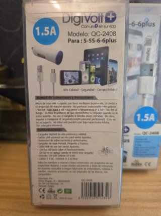 Cargador DigiVolt 1.5A para iPhone 5-6
