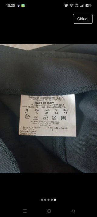 Pantaloni Roccobarocco neri taglia 48