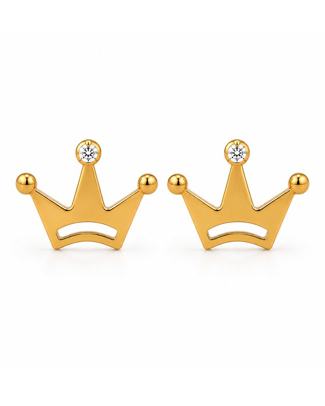 Pendientes Corona Oro 18K con Circonita