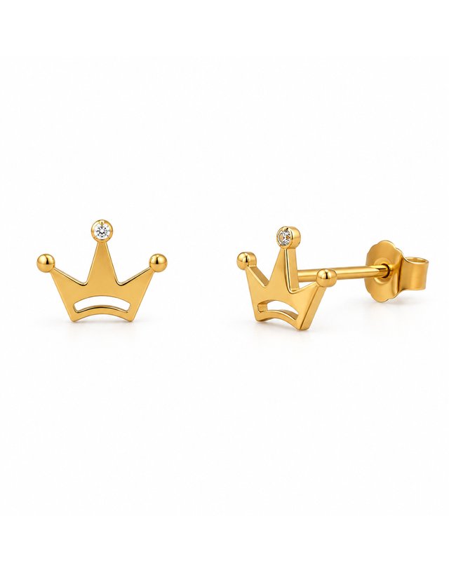 Pendientes Corona Oro 18K con Circonita