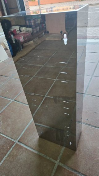 Mueble auxiliar baño cristal y metal