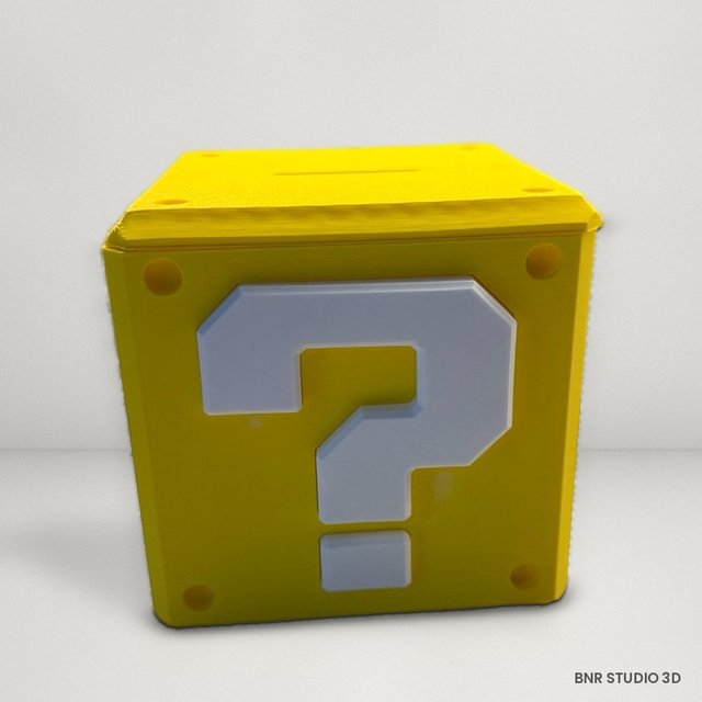 Hucha bloque interrogación amarillo