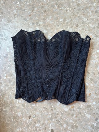 Top Corsé Encaje Negro Talla M