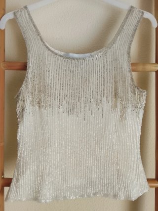 Top fiesta mujer plateado y blanco