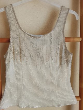 Top fiesta mujer plateado y blanco