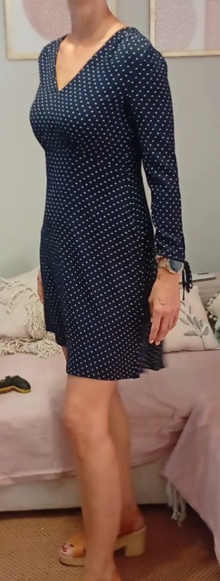 Vestido Springfield azul marino lunares talla M