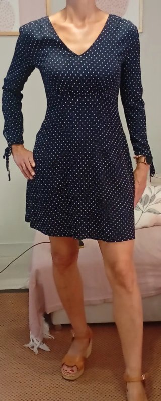 Vestido Springfield azul marino lunares talla M