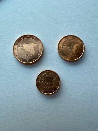 Trio Monedas Estonia 1, 2, 5 Céntimos 2011
