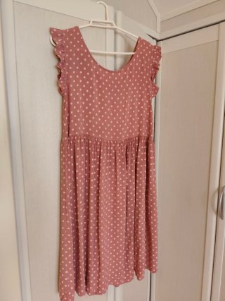 Vestido rosa lunares talla única