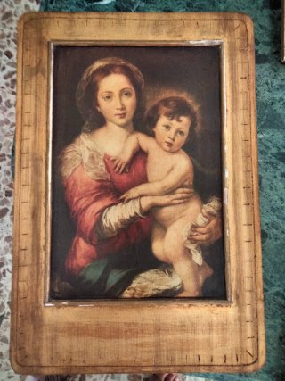 Cuadro Antiguo Virgen y Niño