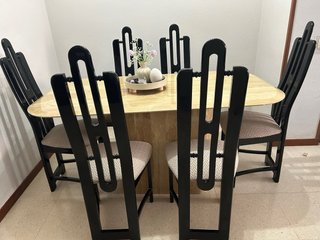 Mesa de mármol y 6 sillas + cuadro