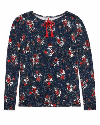 Jersey flores azul marino con lazada