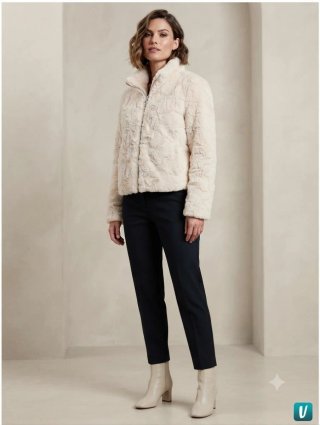 Chaqueta pelo sintético beige Pull&Bear Talla S