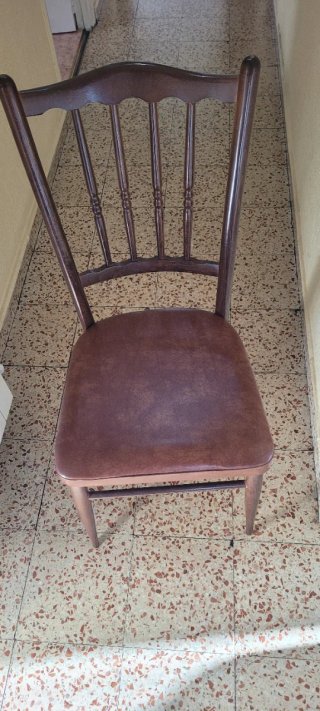 Sillas de salón vintage madera y cuero