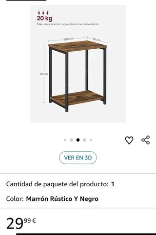 Mesa Auxiliar VASAGLE Madera y Metal