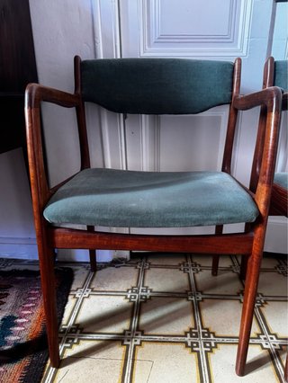 2 Sillas Mid-Century Madera y Tela