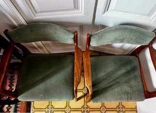 2 Sillas Mid-Century Madera y Tela