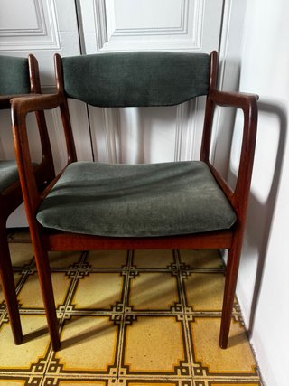 2 Sillas Mid-Century Madera y Tela