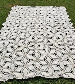 Colcha Ganchillo Beige/Blanco