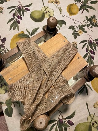 Lámpara colgante artesanal madera y yute