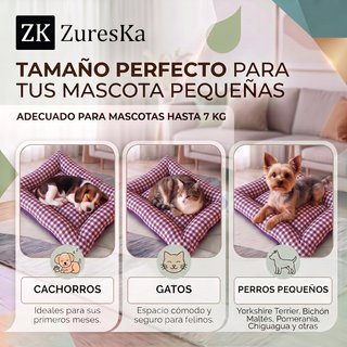 Cama perro/gato 54x40 cm Vichy Granate