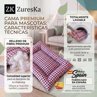 Cama perro/gato 54x40 cm Vichy Granate