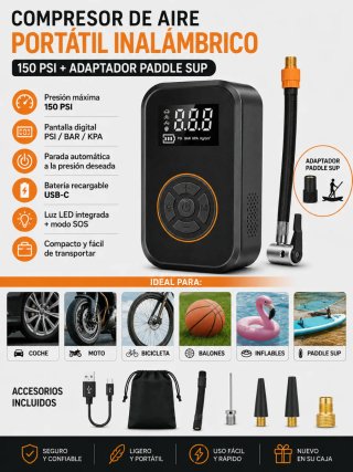 Compresor de aire portátil para Tabla Paddle Surf