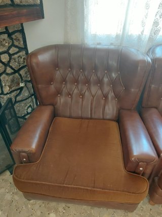 Pareja Sillones Orejeros Vintage Marrones