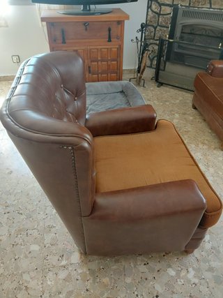 Pareja Sillones Orejeros Vintage Marrones