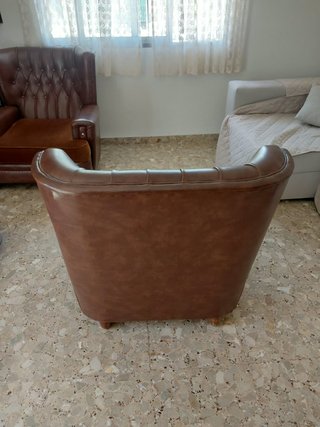 Pareja Sillones Orejeros Vintage Marrones
