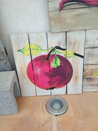 Decoración artesanal tabla madera pintada