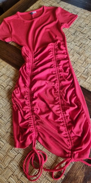 Vestido canalé H&M rojo