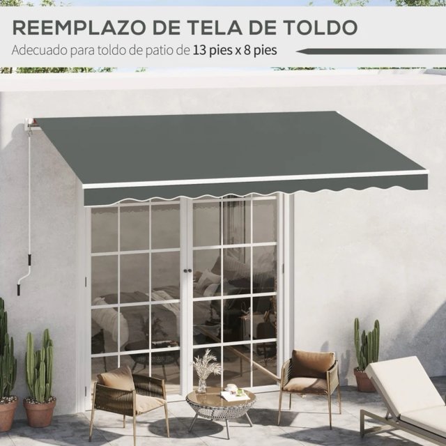 Tetto per tenda di ricambio 382x240 cm Telo grigio