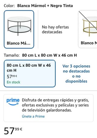 VASAGLE Mesa de Centro o de Salón de Mármol, Negro