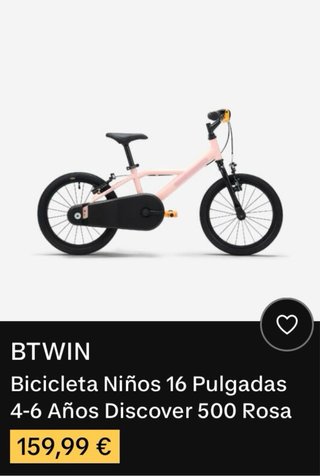 Bicicleta 16 Pulgadas, 4-6 Años Rosa BTWIN