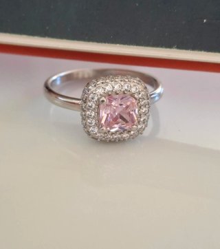 Anillo Plata Ley Circonita Rosa
