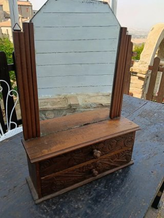 Psiche Art Déco in Legno Intagliato, specchio