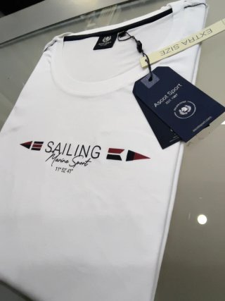 T-shirt Ascot Sport bianca taglia 5XL