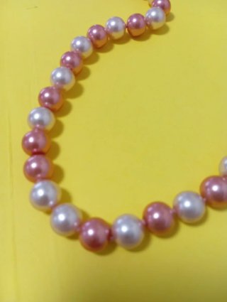 Collar largo perlas rosa y blanco