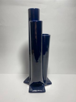 Vaso porta fiori in ceramica smaltata colore blu