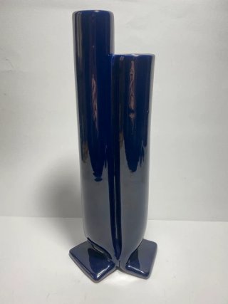 Vaso porta fiori in ceramica smaltata colore blu