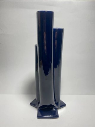 Vaso porta fiori in ceramica smaltata colore blu