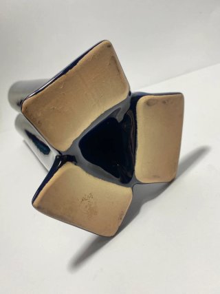 Vaso porta fiori in ceramica smaltata colore blu
